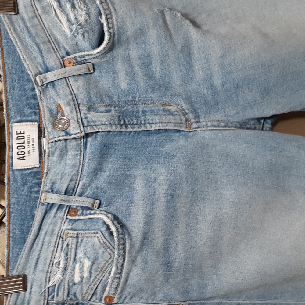 AGOLDE  distressed blue jeans size 26 - Picture 4 of 16